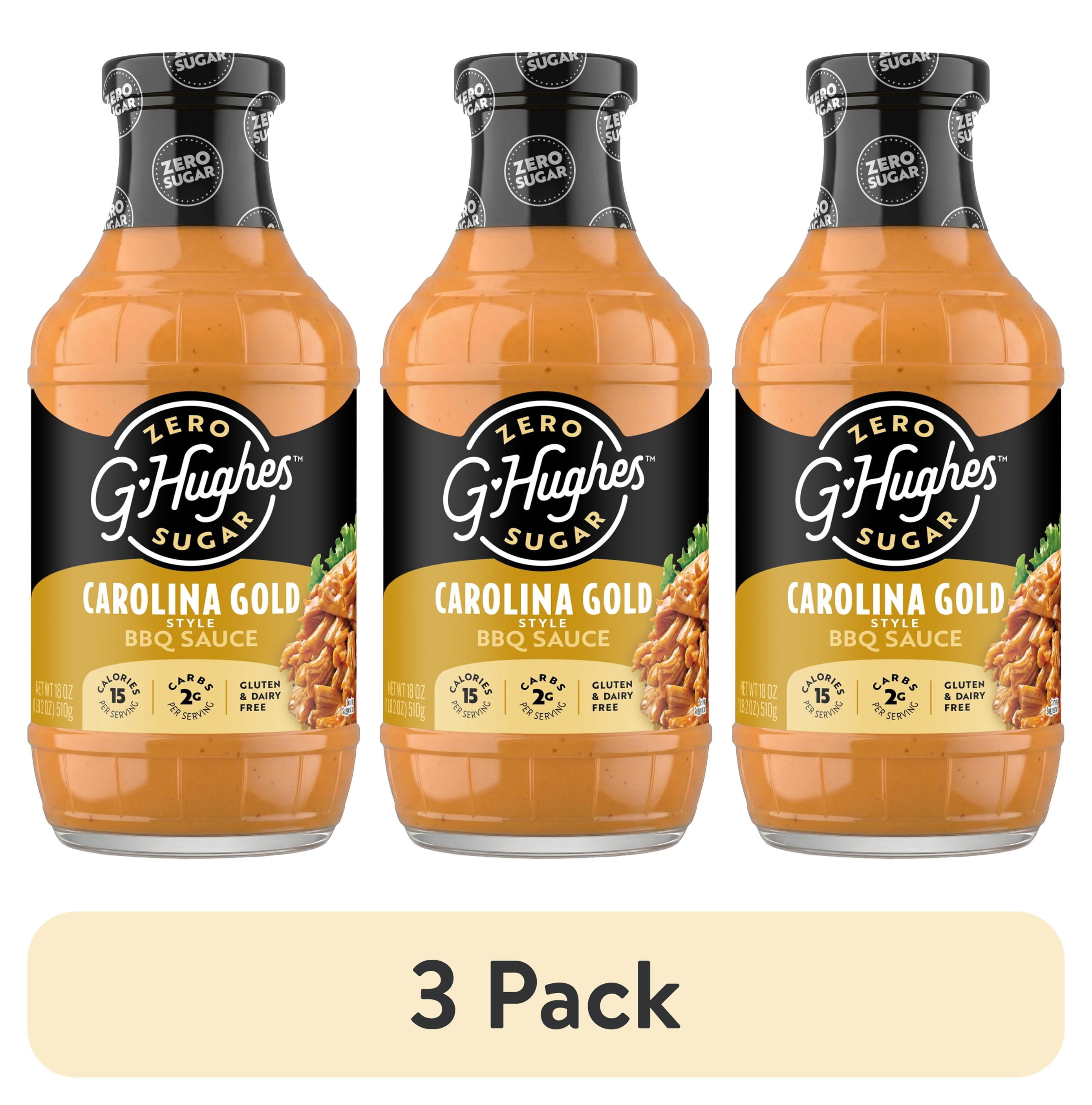 3 pack) G Hughes Zero Sugar Carolina Gold BBQ Sauce, 18 oz