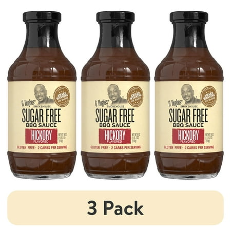 (3 pack) G Hughes Sugar Free Hickory Flavored BBQ Sauce, 18 oz