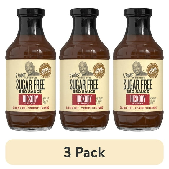 (3 pack) G Hughes Sugar Free Hickory Flavored BBQ Sauce, 18 oz