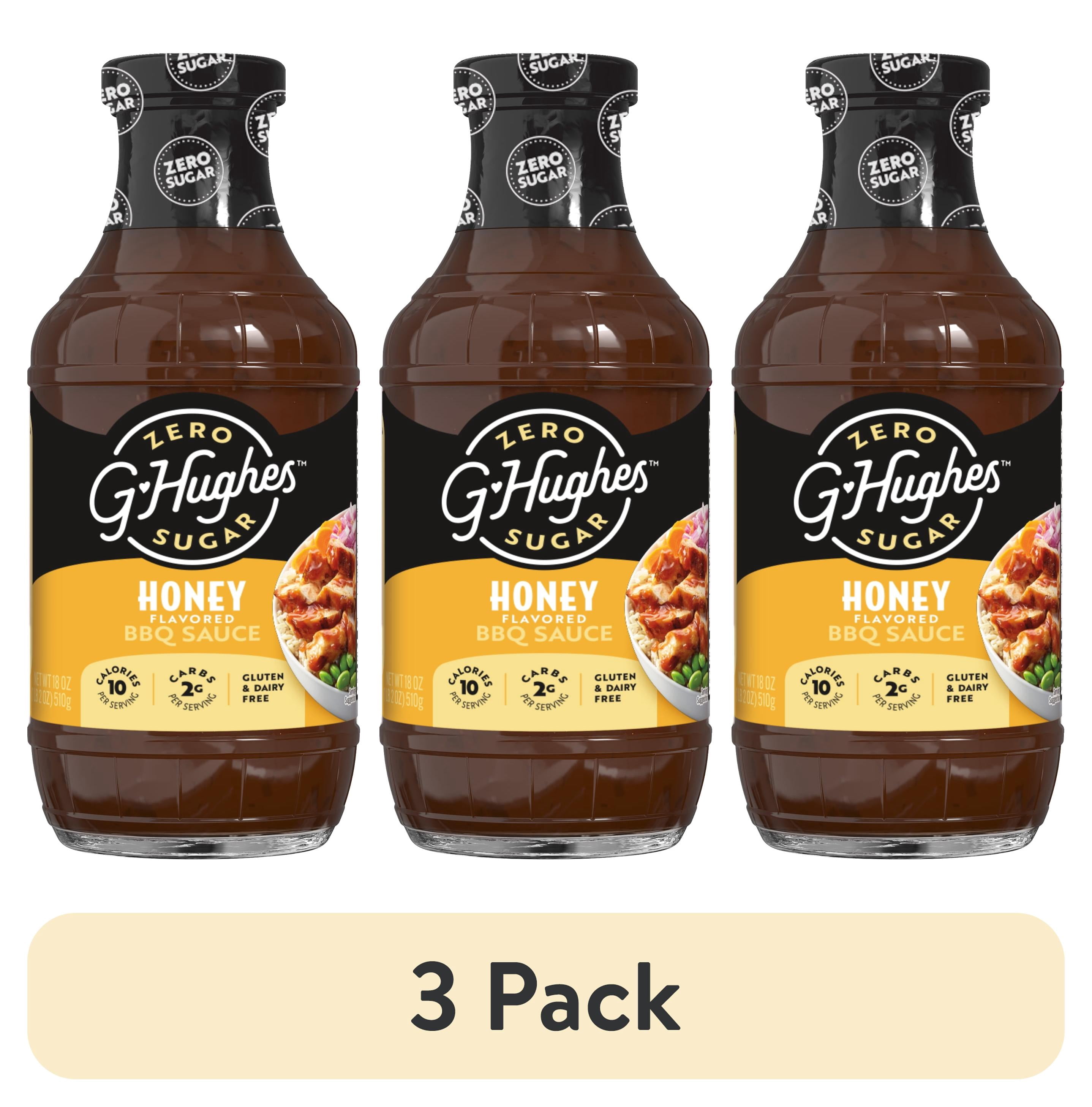 (3 pack) G Hughes Zero Sugar Honey BBQ Sauce, 18 oz