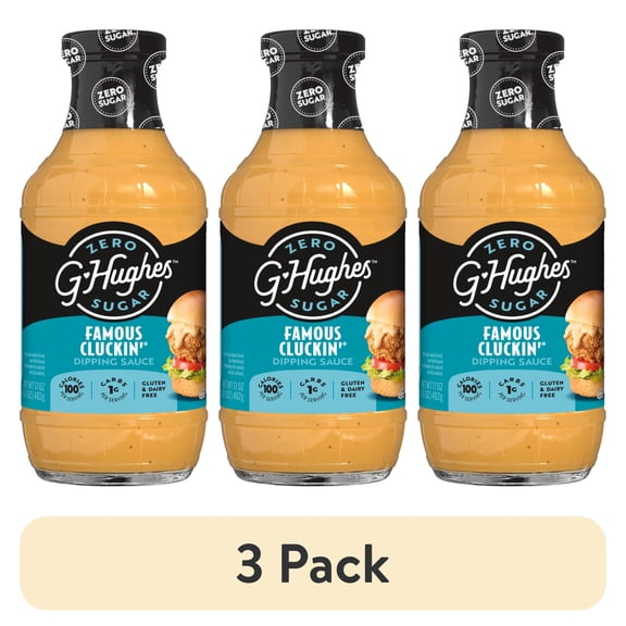 (3 pack) G Hughes Zero Sugar Famous Cluckin' Dipping Sauce, 17 oz