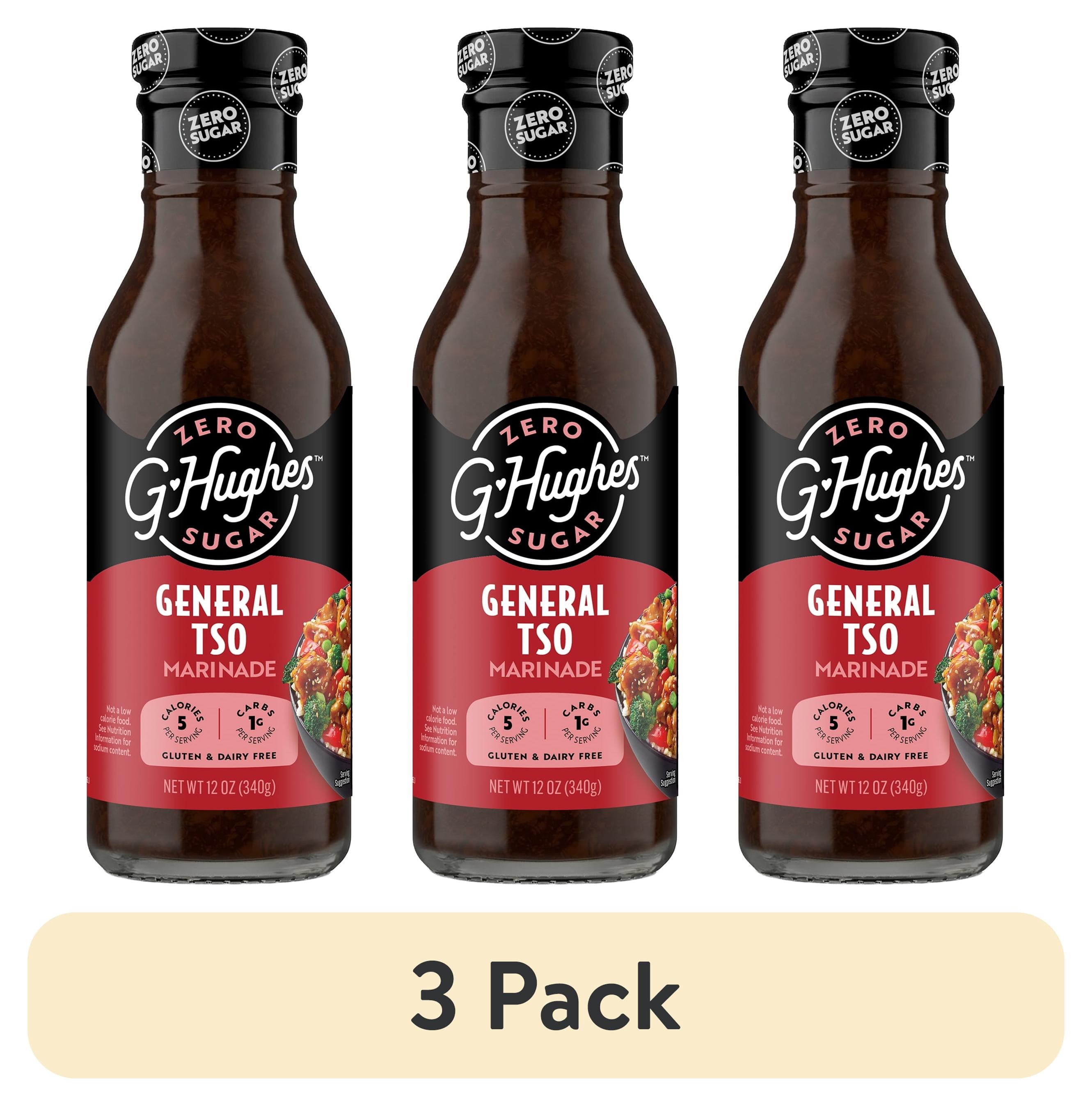(3 pack) G Hughes Zero Sugar General Tso Marinade, 12 oz