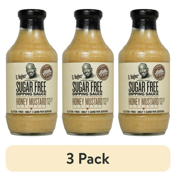 (3 pack) G Hughes Sugar Free Honey Mustard Dipping Sauce, 18 oz