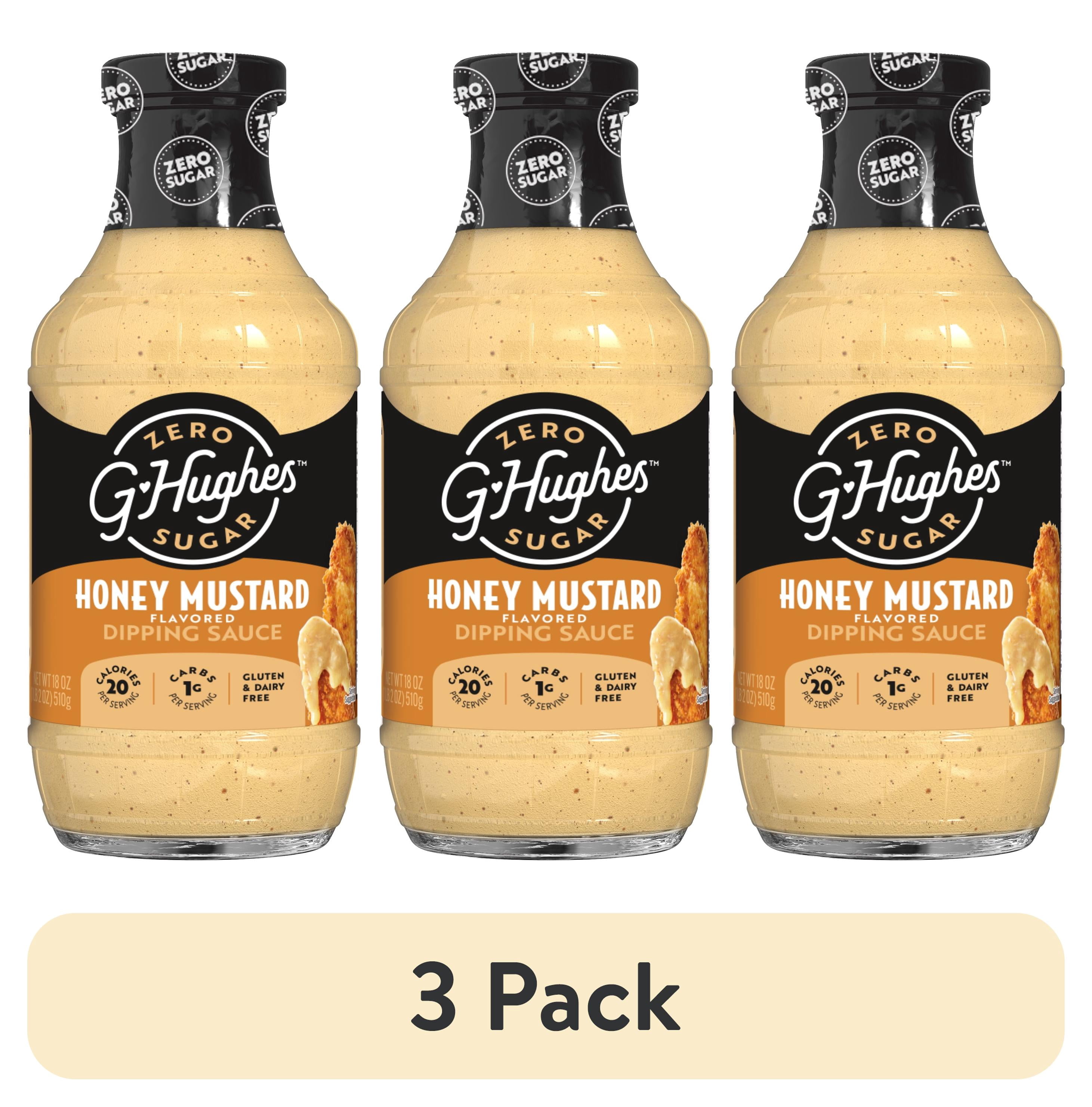(3 pack) G Hughes Zero Sugar Honey Mustard Dipping Sauce, 18 oz