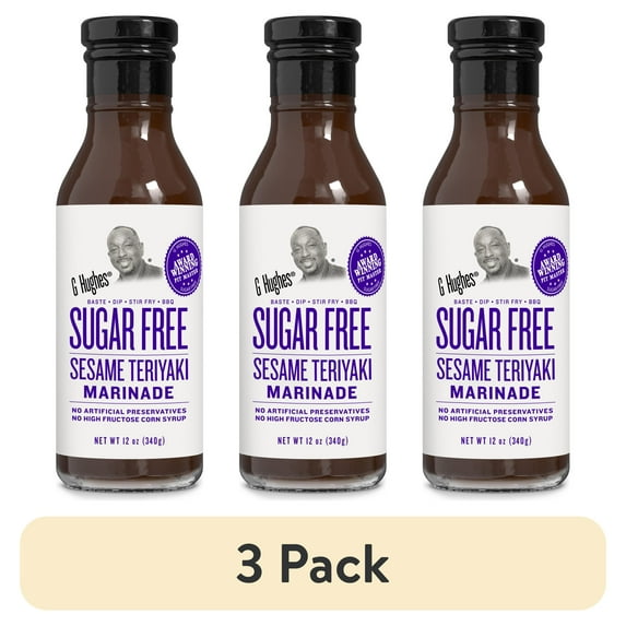 (3 pack) G Hughes Sugar Free Sesame Teriyaki Marinade, 12 oz