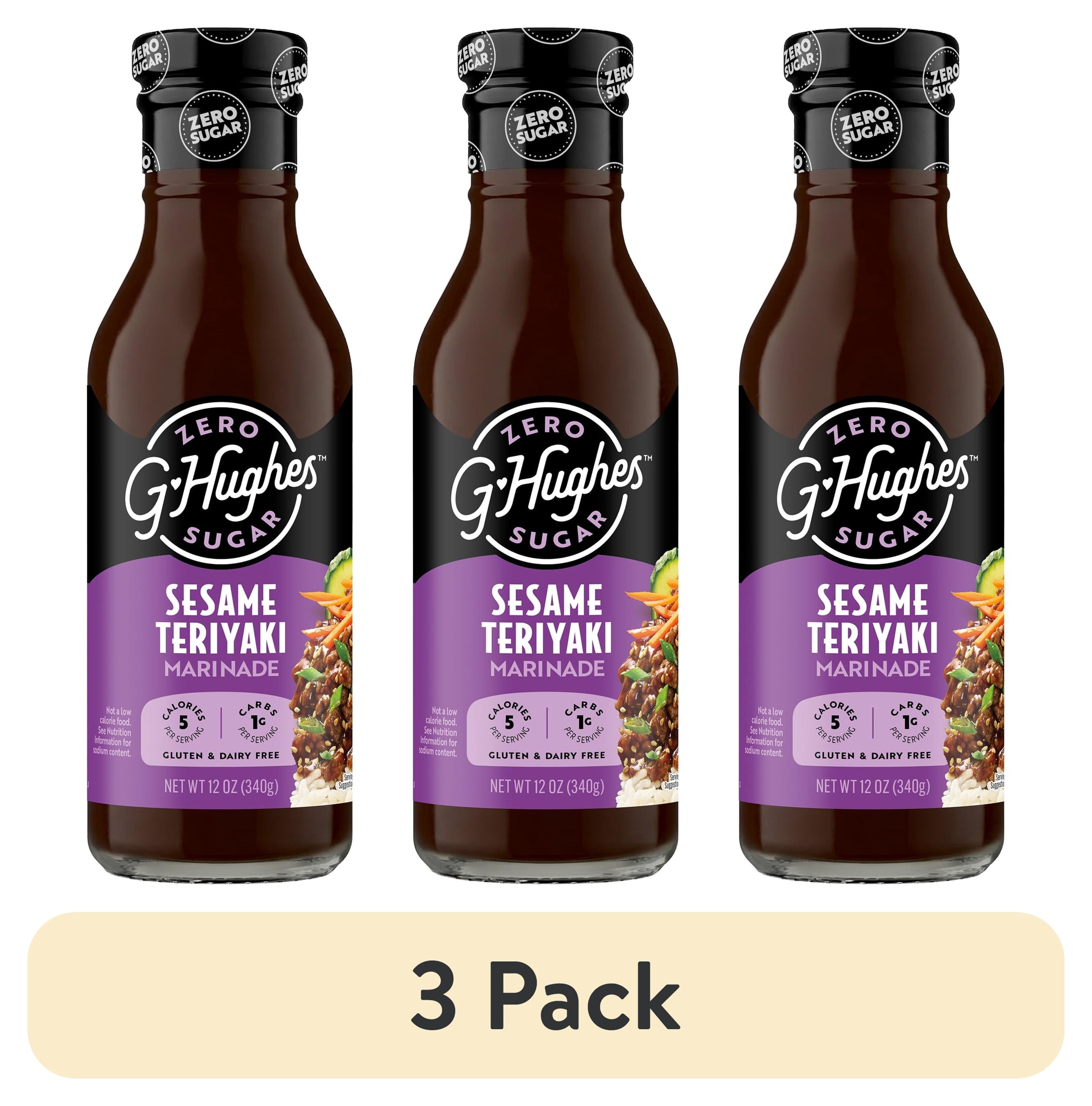 (3 pack) G Hughes Sugar Free Sesame Teriyaki Marinade, 12 oz