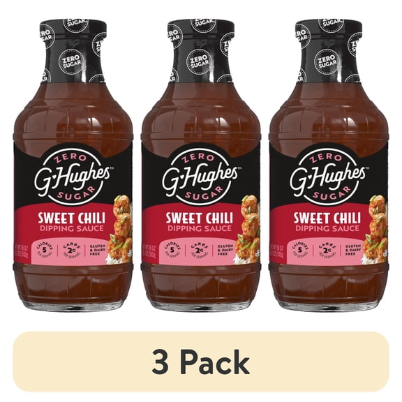 (3 pack) G Hughes Zero Sugar Sweet Chili Dipping Sauce, 18 oz