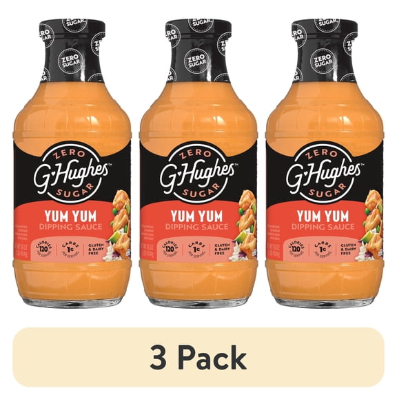 (3 pack) G Hughes Zero Sugar Yum Yum Dipping Sauce, 16 oz