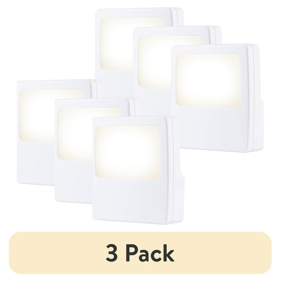 (3 pack) GE Always-on LED Plug-in Night Light, 2-Pack, Soft White Glow, 6.5 in, 3.63 in
