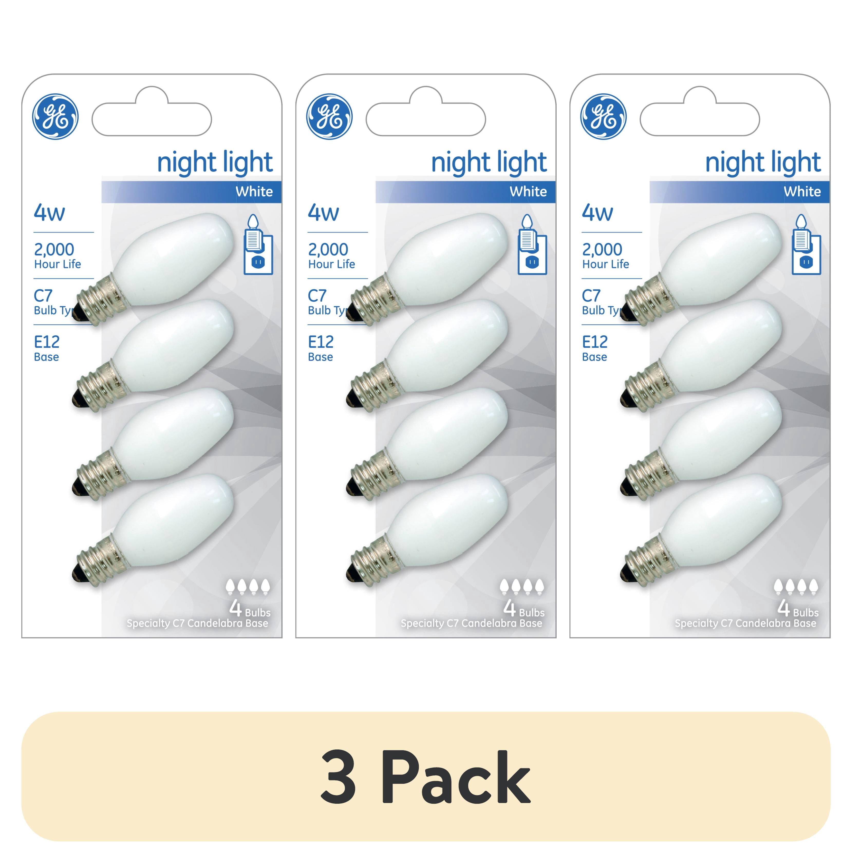 (3 pack) GE Incandescent 4 Watt None C7 Night Light Bulbs 4 Pack