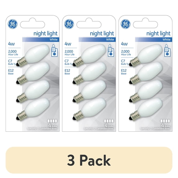 (3 pack) GE Incandescent 4 Watt None C7 Night Light Bulbs 4 Pack ...