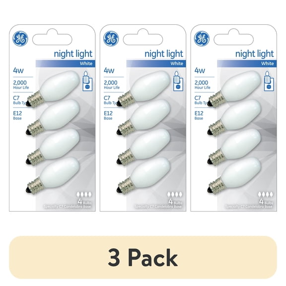 (3 pack) GE Incandescent 4 Watt None C7 Night Light Bulbs 4 Pack
