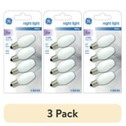 (3 pack) GE Incandescent Night Light Bulbs, 4 Watts, C7 Bulbs, Small Base, Frosted Finish, 4pk