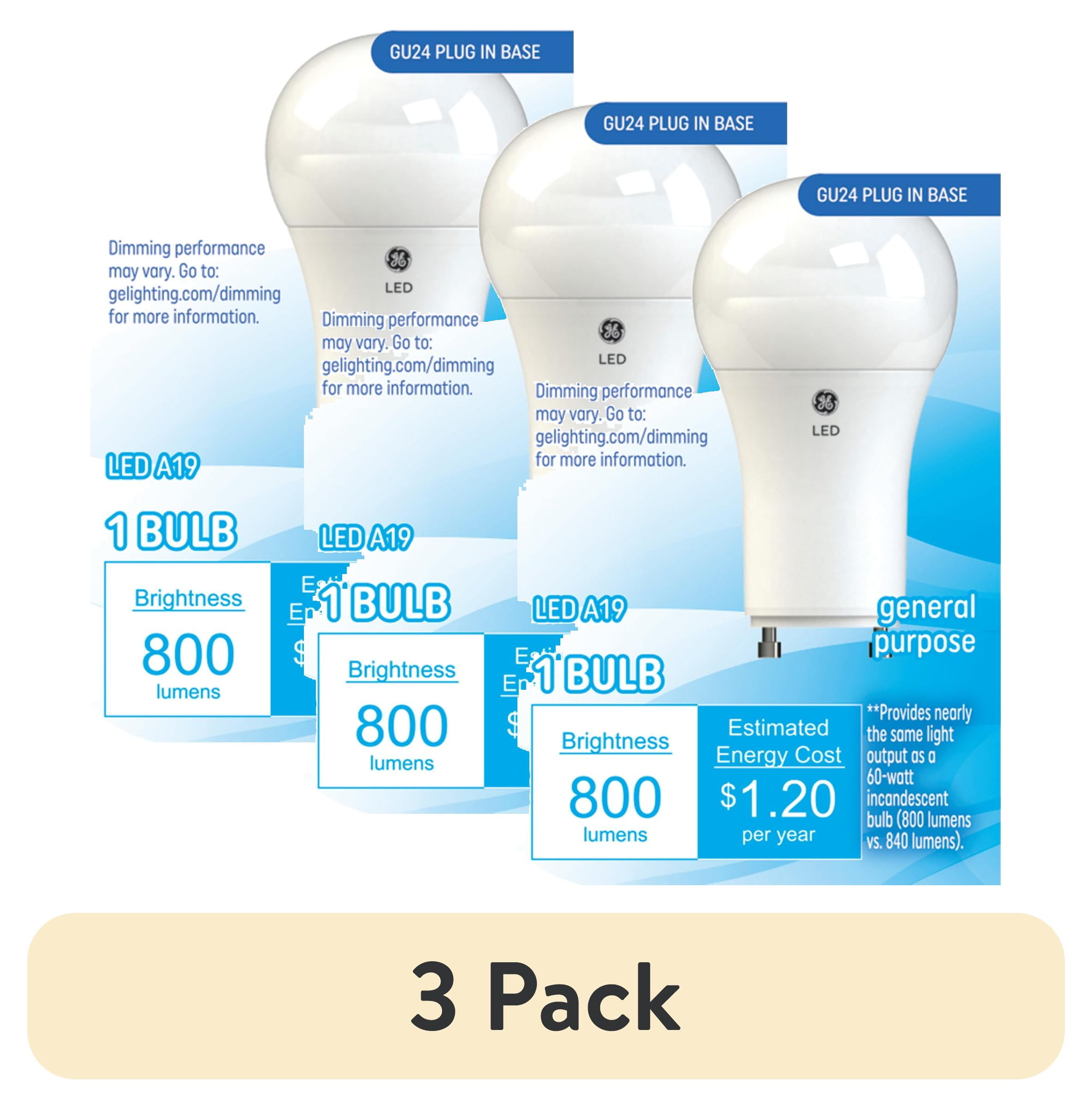 (3 pack) GE LED Light Bulb, 60 Watt, Soft White, A19 Bulb, Medium Base, 13yr