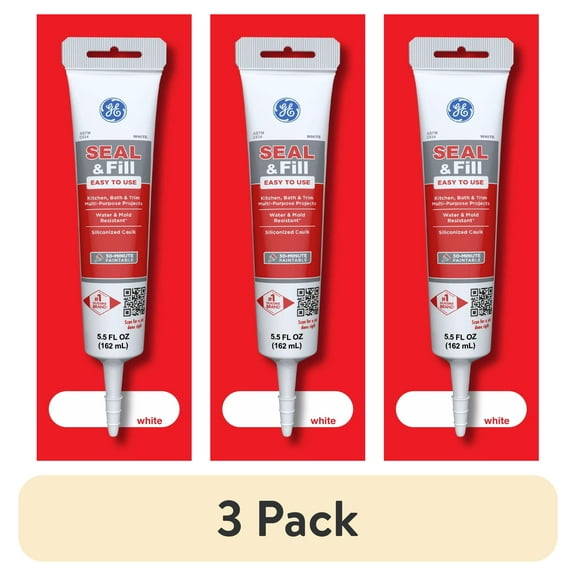 (3 pack) GE Seal And Fill Multipurpose Kitchen & Bath, Pack of 1, White 5.5 fl oz Tube