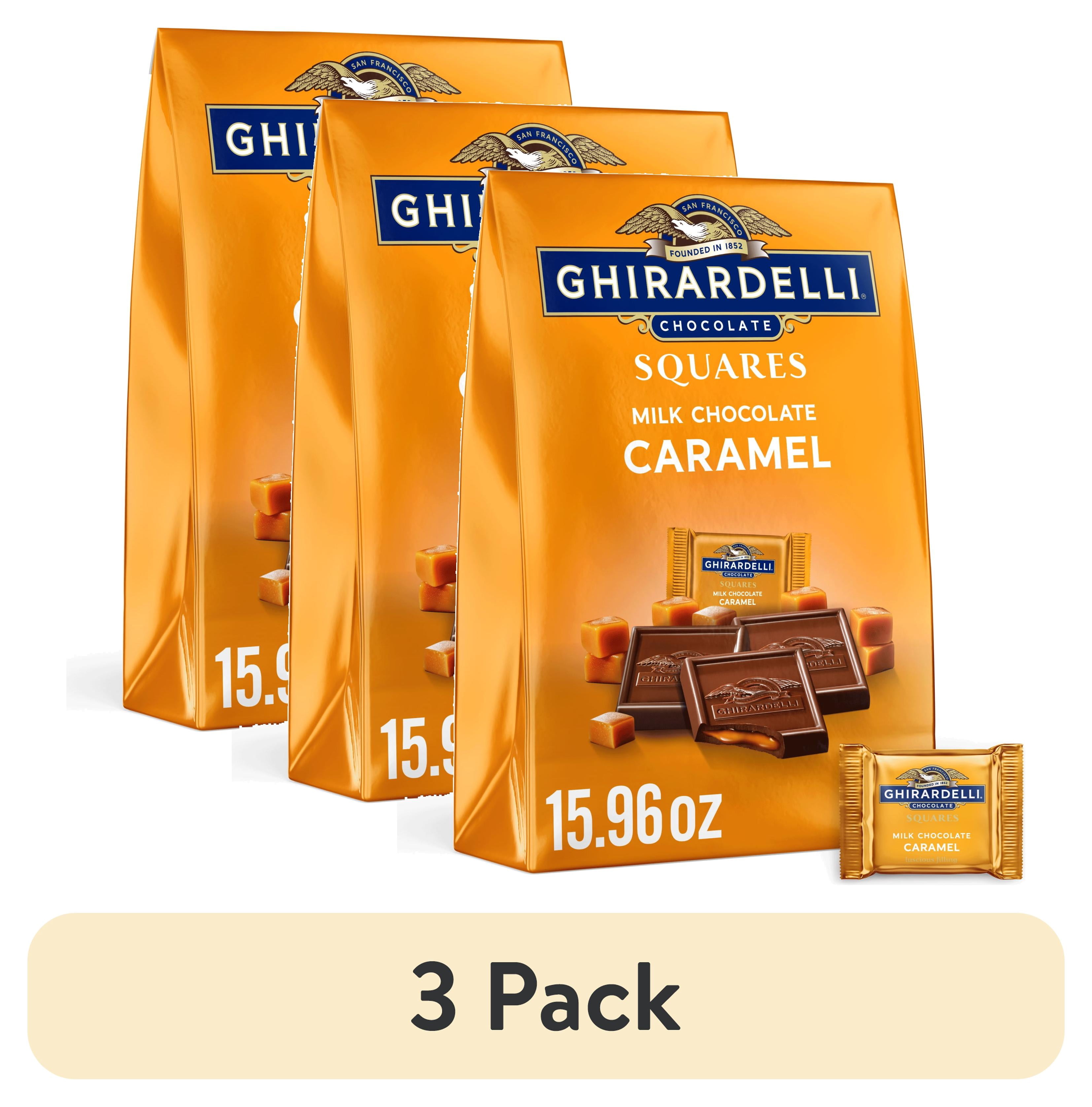 (3 pack) GHIRARDELLI Milk Chocolate Candy SQUARES with Caramel Filling, 15.96 oz Bag