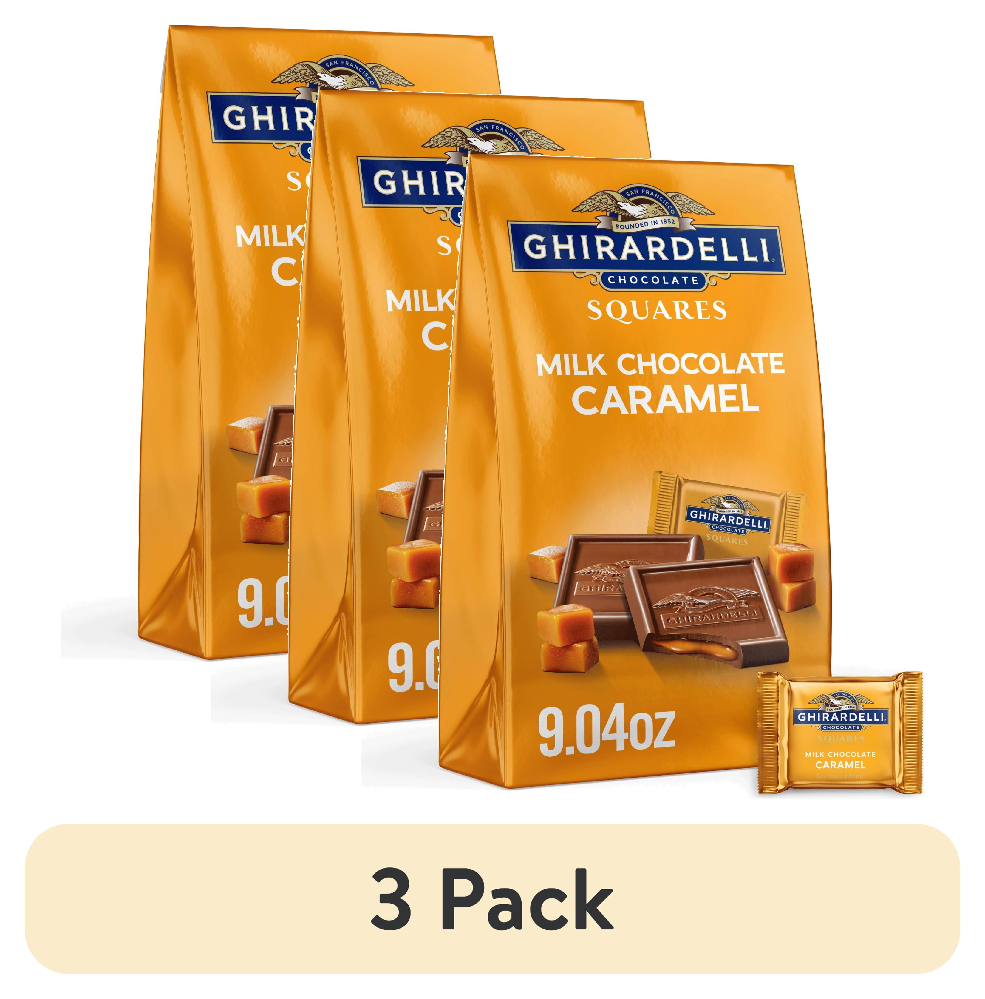 (3 pack) GHIRARDELLI Milk Chocolate Candy SQUARES with Caramel Filling, 9.04 oz Bag