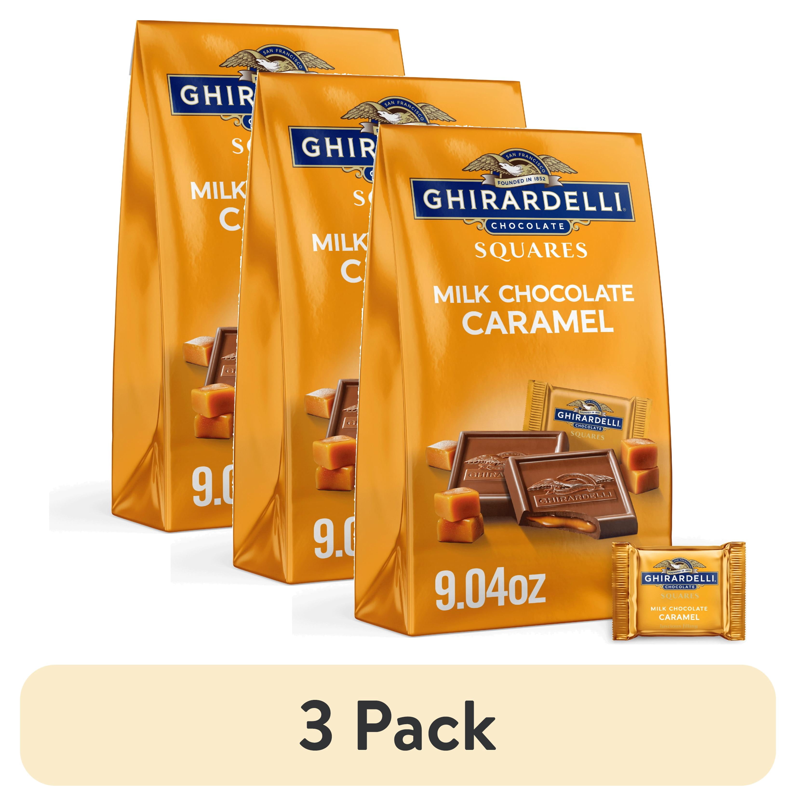 3 pack) GHIRARDELLI Milk Chocolate Candy SQUARES with Caramel