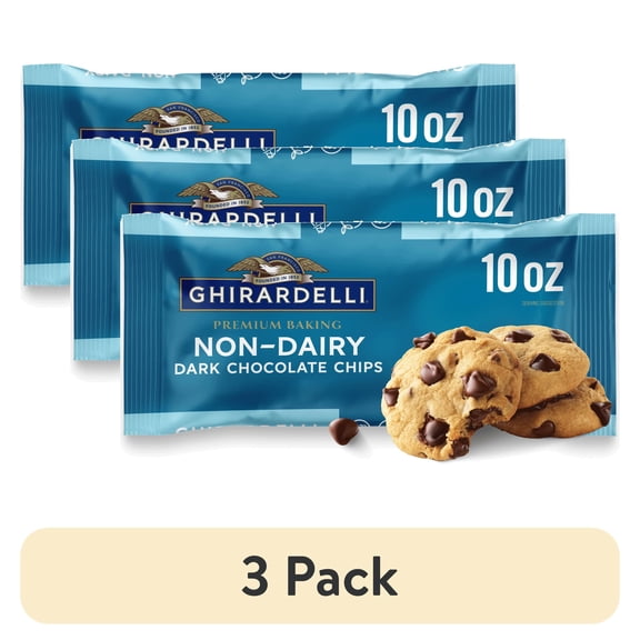 (3 pack) GHIRARDELLI Non-Dairy Dark Chocolate Chips for Baking, Premium Baking Chips, 10 oz Bag
