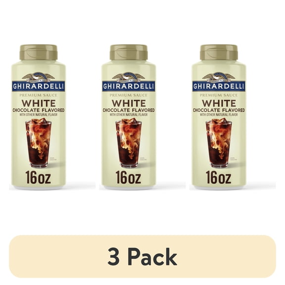 (3 pack) GHIRARDELLI Premium White Chocolate Flavored Sauce, 16 oz Bottle