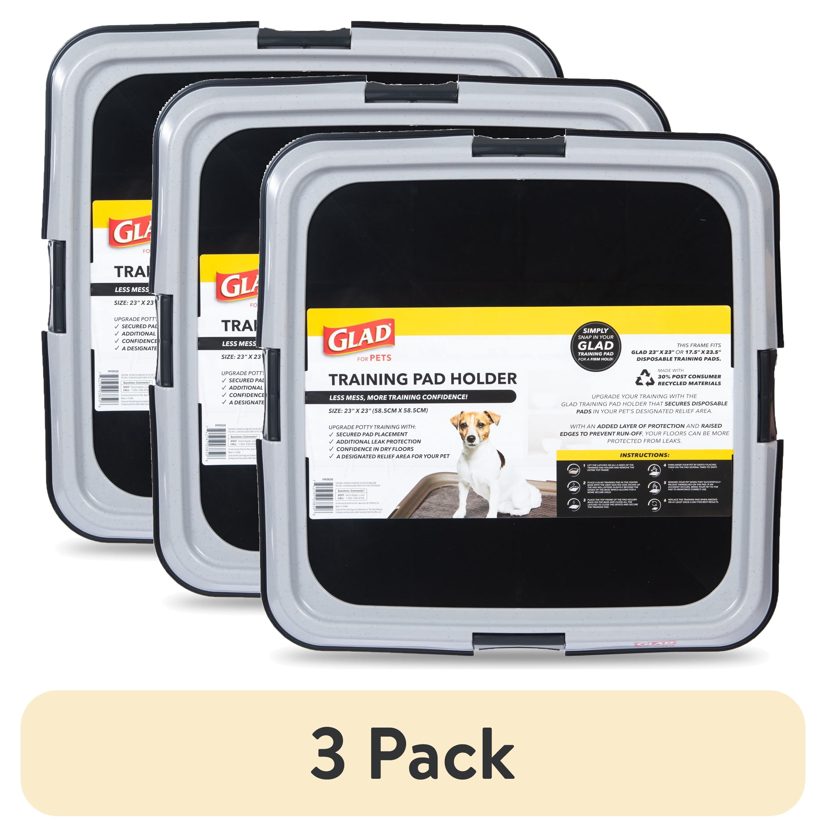 (3 pack) GLAD For Pets Dog Training Pad Potty Training Pad Holder with Leak Protection 23"x23"