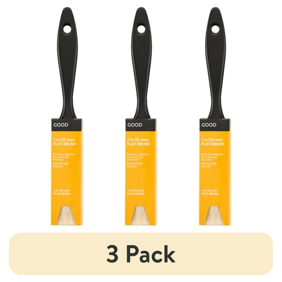 (3 pack) GOOD 1" Polyester Flat Brush
