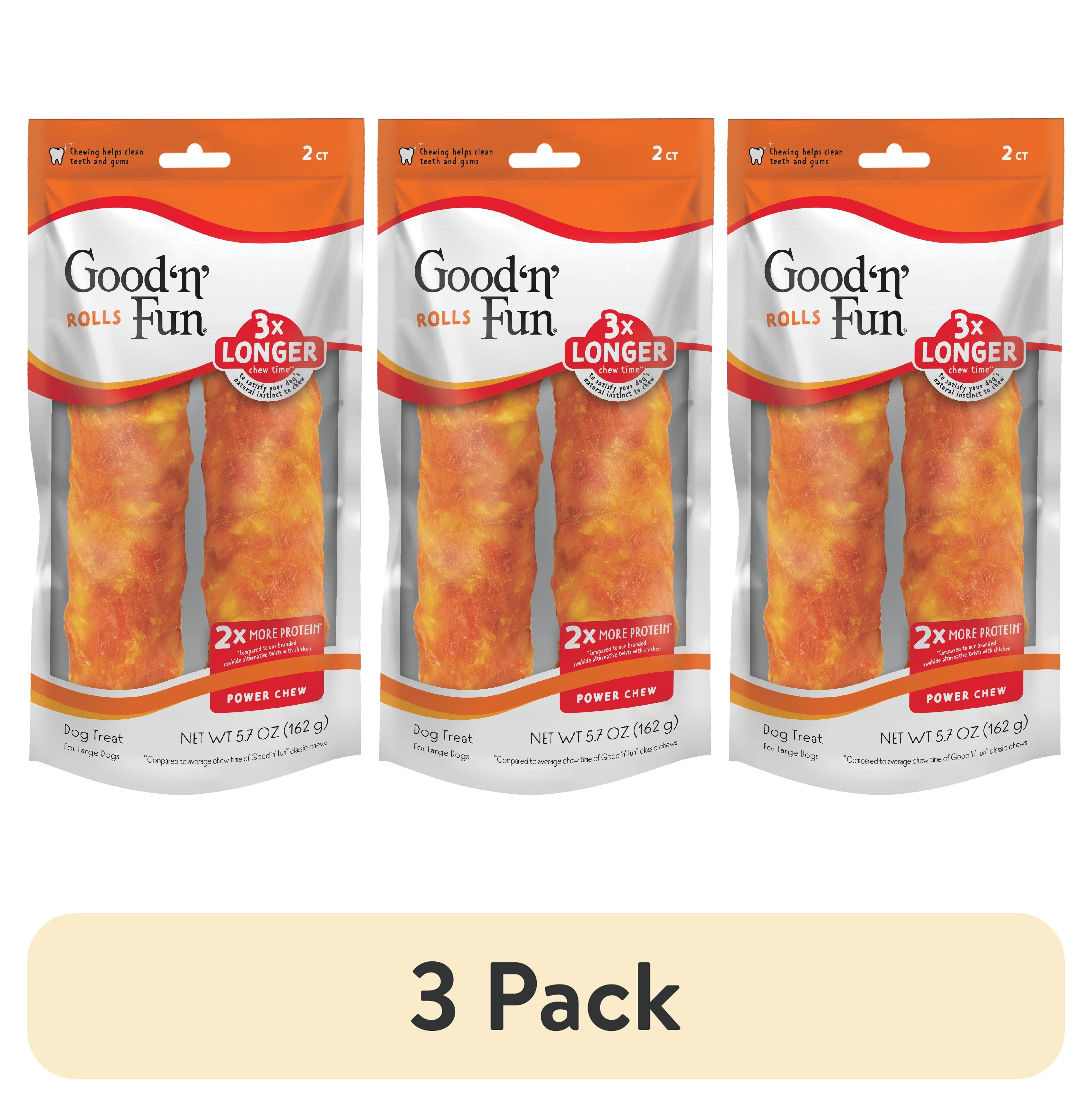 (3 pack) Good ’n’ Fun Triple Flavor Chews, 7 Inch Rolls, Rawhide Chews for Dogs, 2 Count