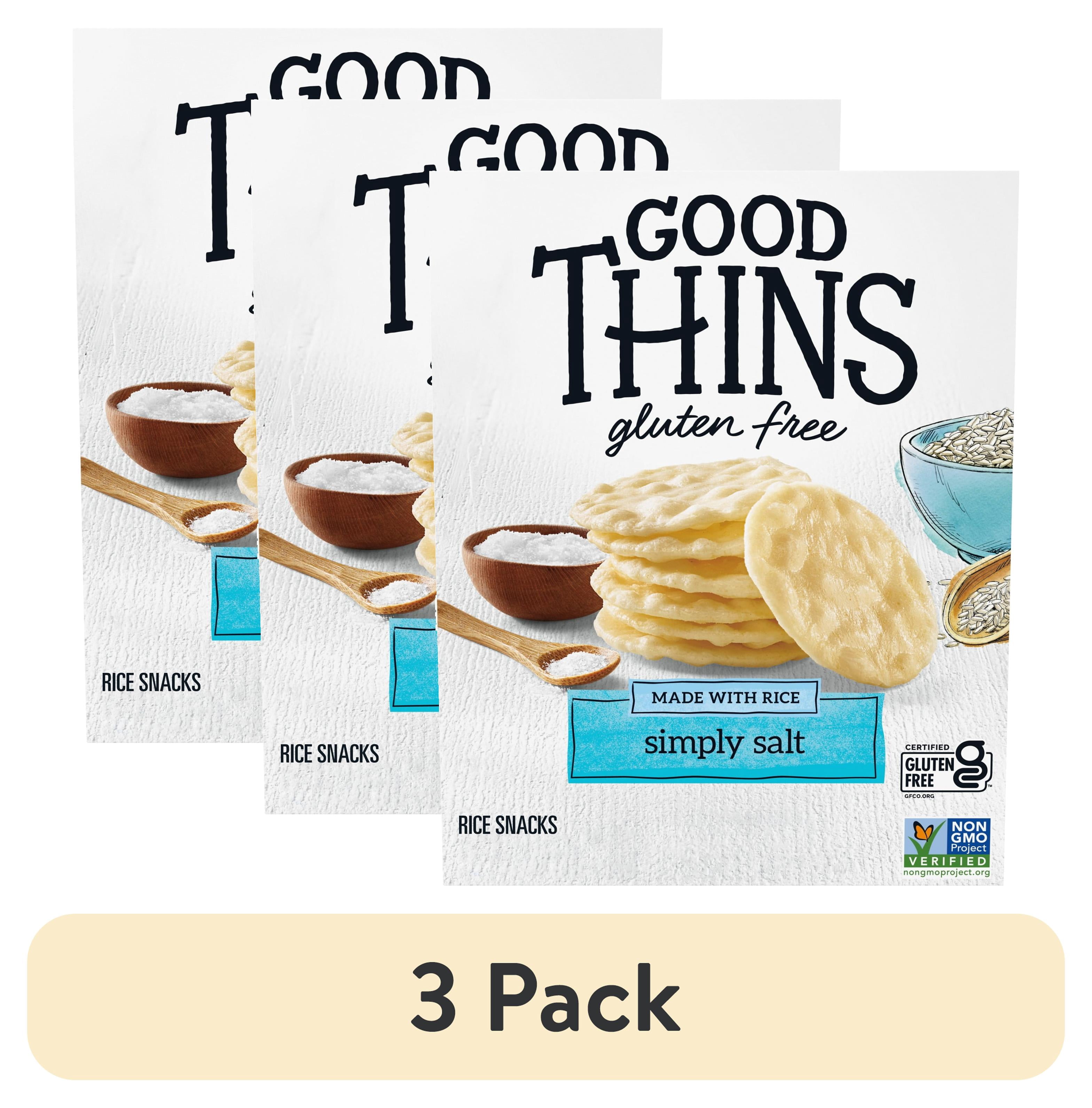 (3 pack) GOOD THINS Simply Salt Rice Snacks Gluten Free Crackers, Snack Crackers, 3.5 oz