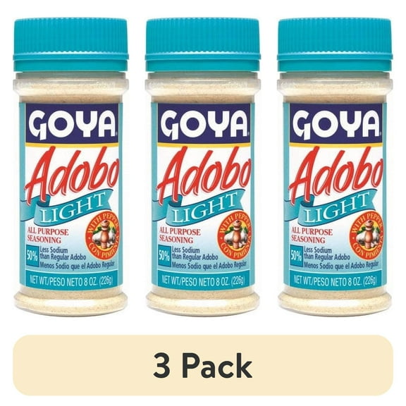 (3 pack) GOYA Adobo Light All Purpose Seasoning with Pepper, 8 oz