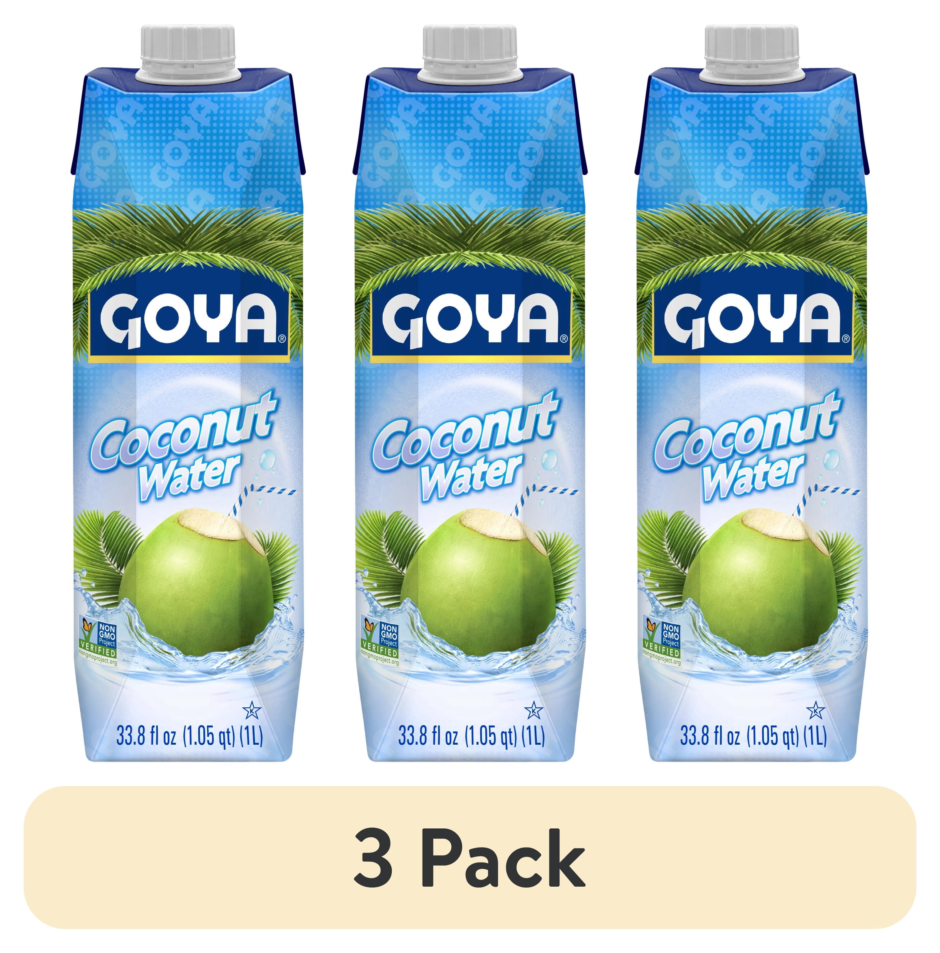 (3 pack) GOYA Coconut Water, 33.8 fl oz Carton, Tropical Beverage