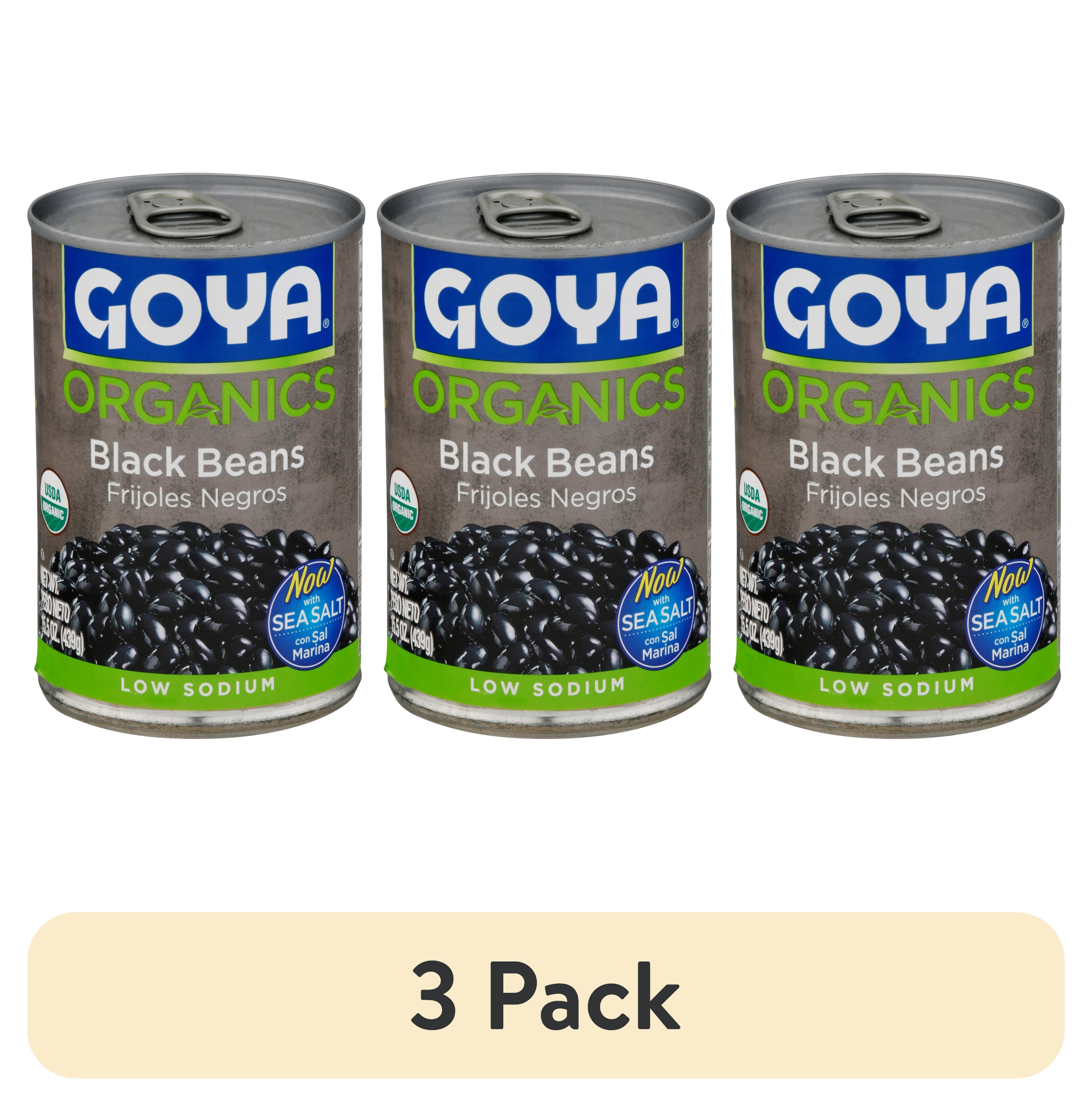 (3 pack) GOYA Organic Black Beans Low Sodium, 15.5 oz