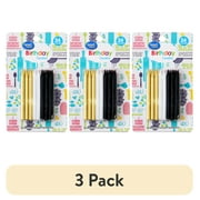 (3 pack) Great Value Metallic Gold, White & Black Birthday Candles, 24 Count