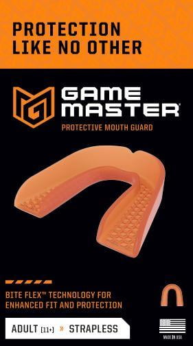 (3 pack) GameMaster Adult Strapless Mouth Guard – Orange, EVA Material, Boil & Bite Fit, Multi-Sport Protection for Football, Basketball & More