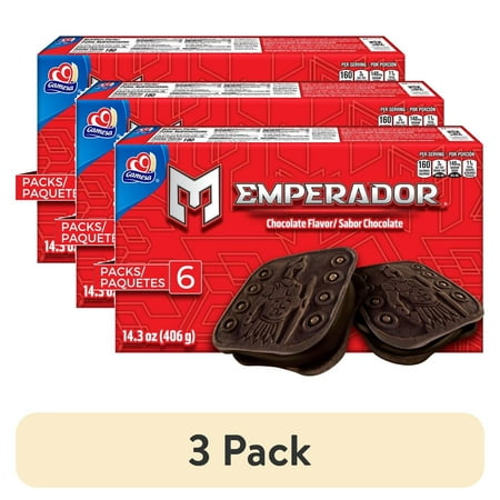 (3 pack) Gamesa Emperador Chocolate Sandwich Cookies, 6 Packs, 14.34 oz Box