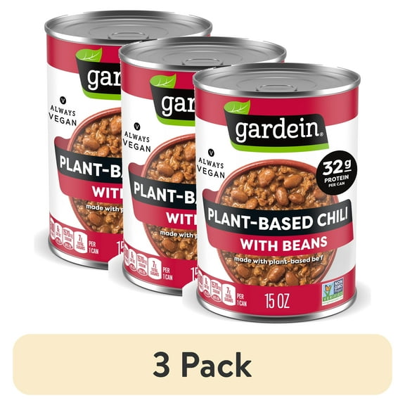(3 pack) Gardein Plant-Based Chili With Beans, 32g Protein Per Serving, Vegan, 15 oz. Can
