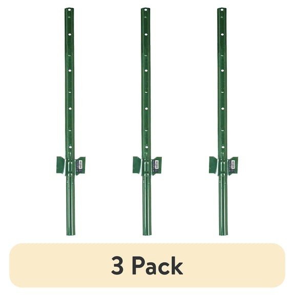 (3 pack) Garden Craft 3ft Green Steel U-Post for Fences and Garden Supports