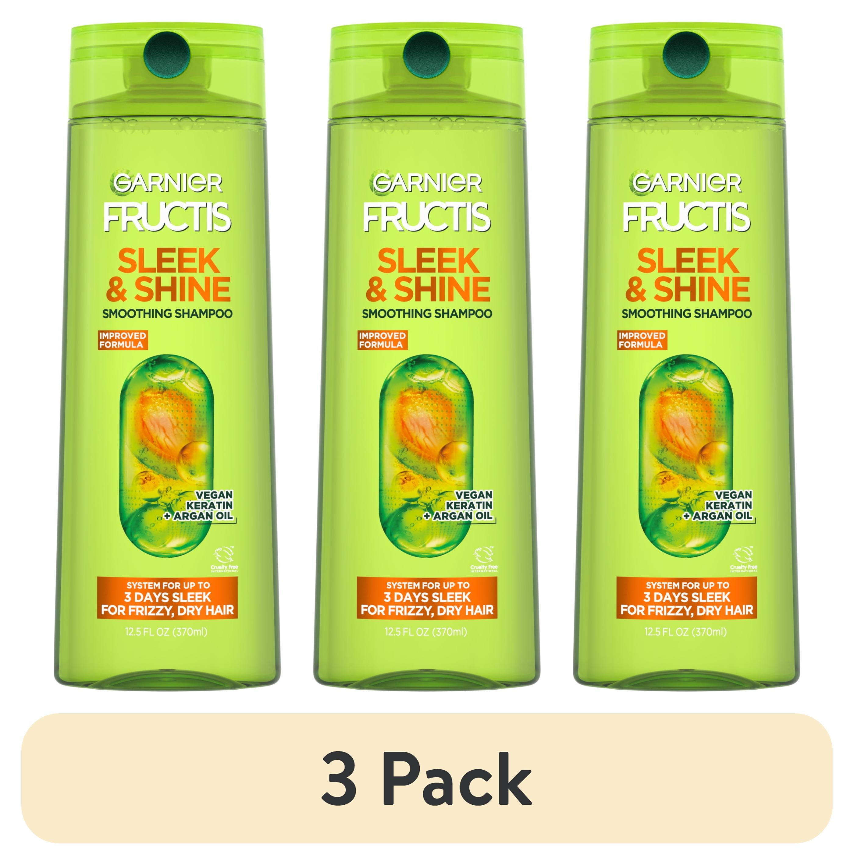 3 pack) Garnier Fructis Sleek and Shine Fortifying Shampoo for