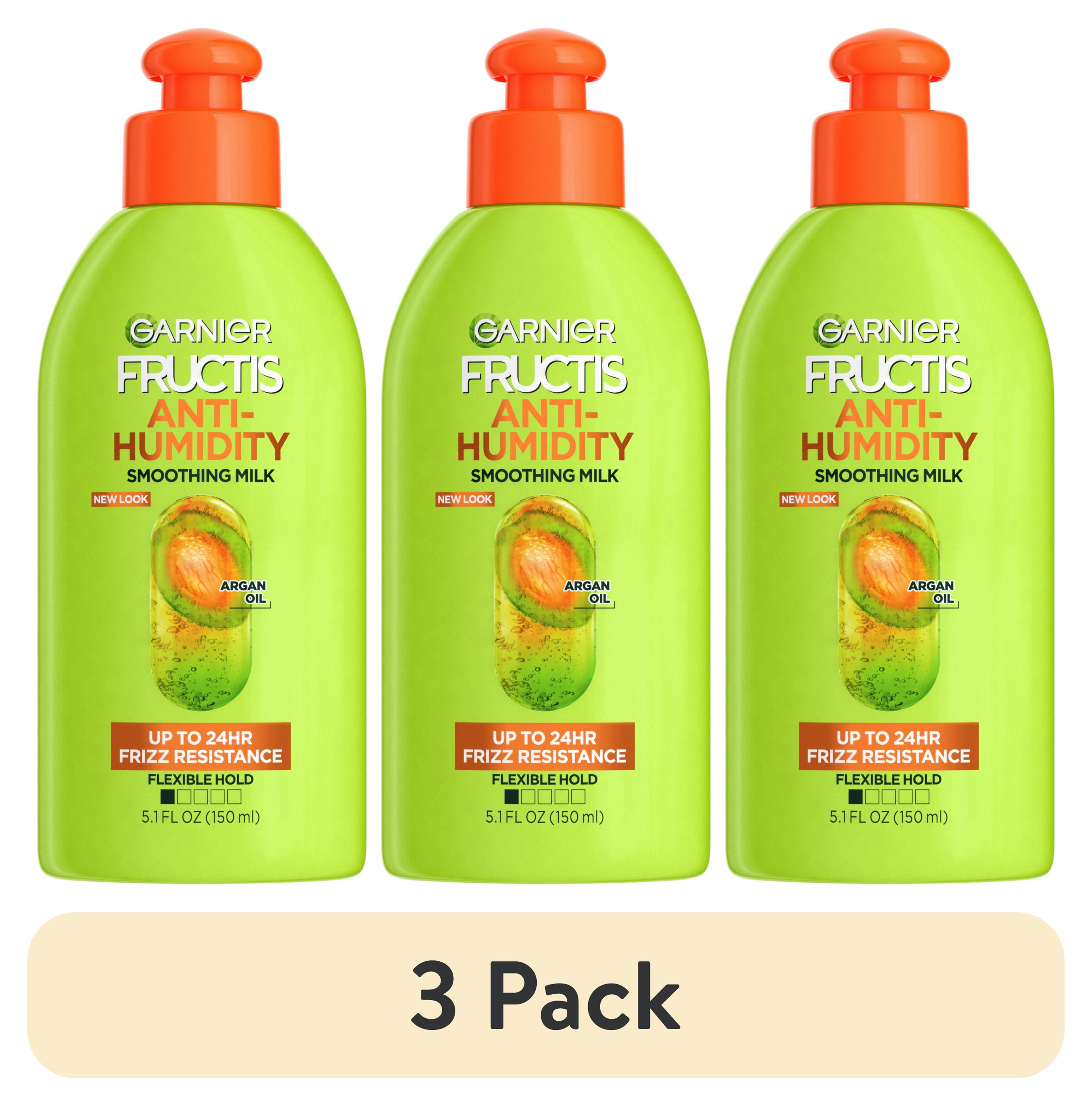 (3 pack) Garnier Fructis Style Anti-Humidity Smoothing and Straightening, All Hair Types, Milk, 5.1 fl oz