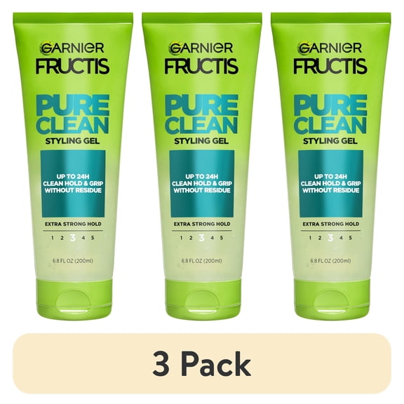 (3 pack) Garnier Fructis Style Pure Clean Styling Hair Gel, 6.8 fl. oz.