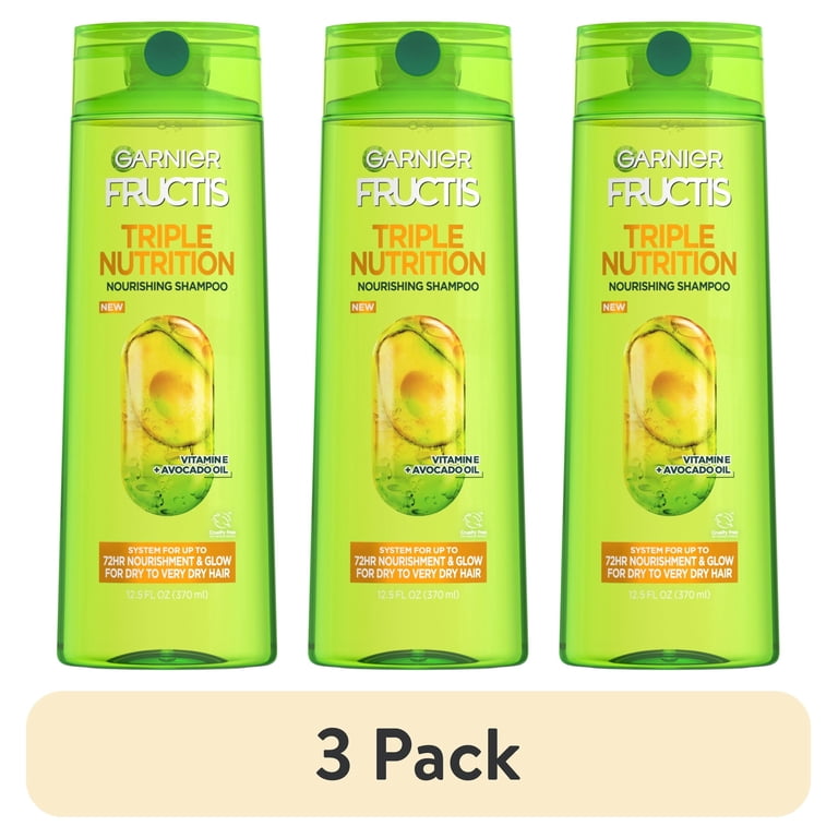 3 pack) Garnier Fructis Triple Nutrition Shampoo, Dry to Very Dry