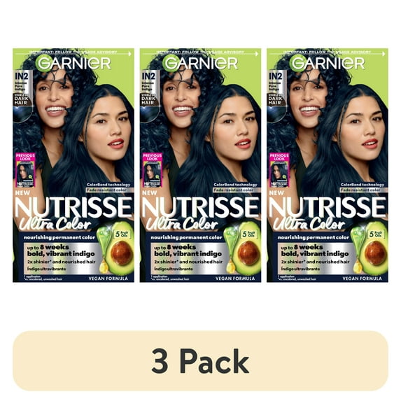 (3 pack) Garnier Nutrisse Nourishing Hair Color, IN2 Blue Curacao, 4.2 fl oz