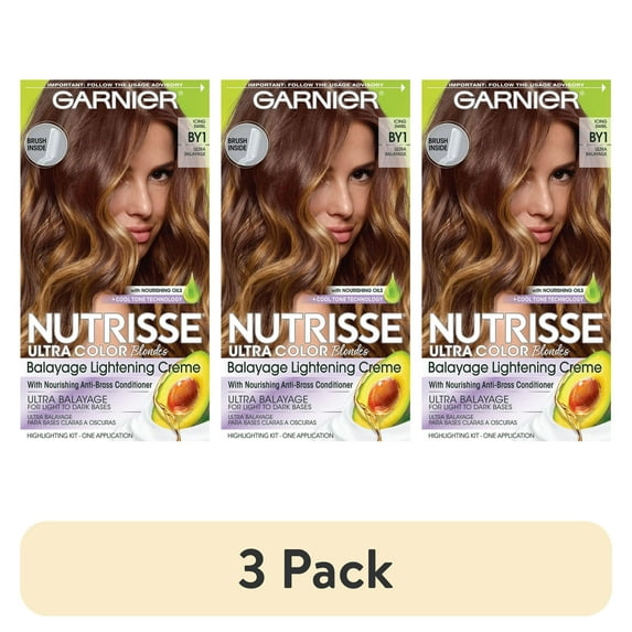 (3 pack) Garnier Nutrisse Ultra Color Nourishing Permanent Hair Color Creme, Ultra Balayage, 1 kit