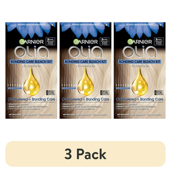 (3 pack) Garnier Olia Oil Powered Adult Hair Bleach Kit, Blonde Extreme