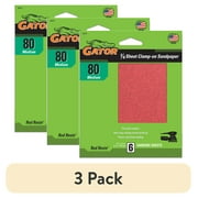 (3 pack) Gator 388478 4.5 in x 5.5 in Medium 80 Grit 1/4 Sheet Clamp-On Sandpaper, 6 Pieces