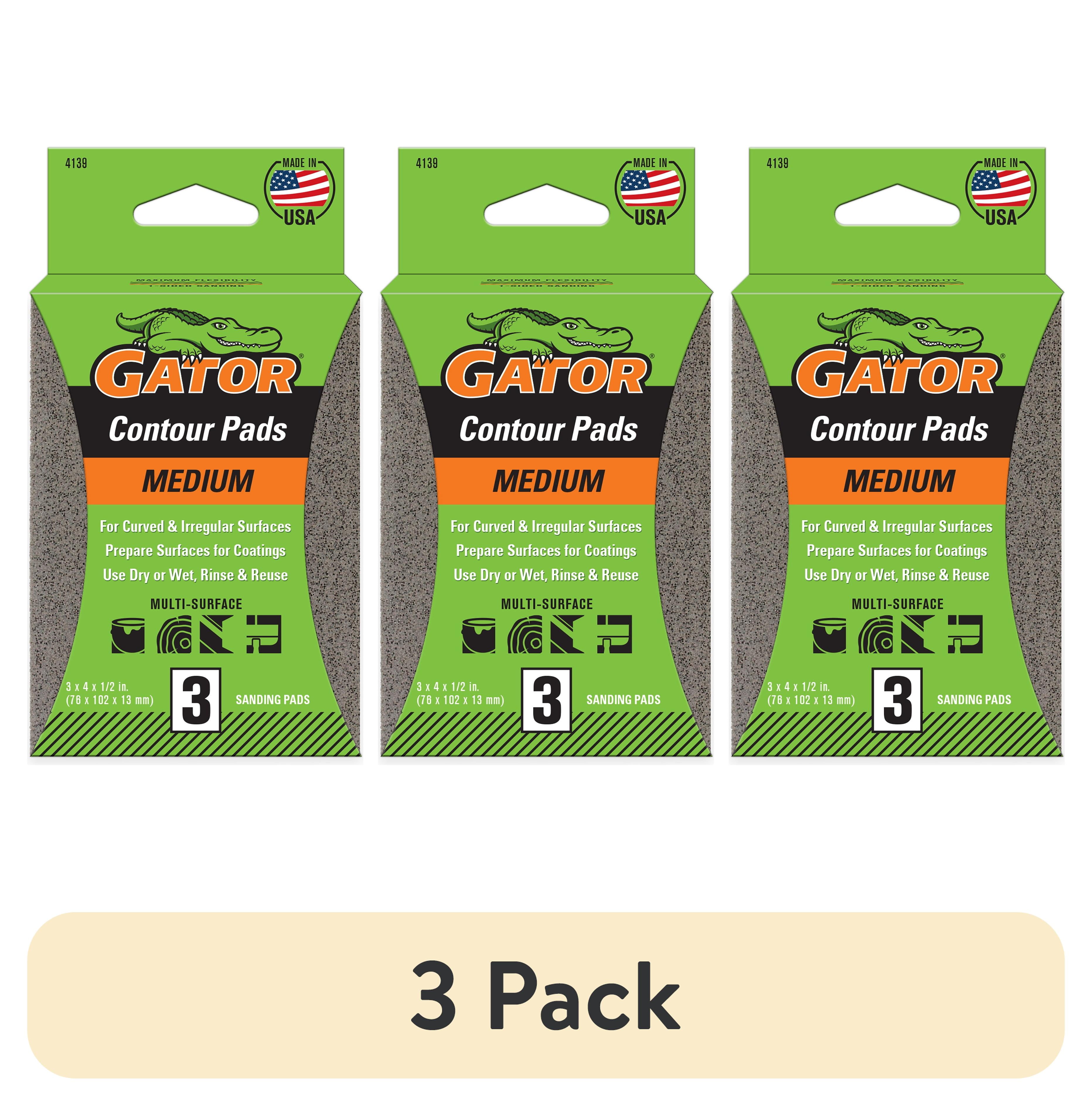 (3 pack) Gator 4139 3 in x 4 in x 1/2 in Medium Grit Contour Pads, 3 Pieces