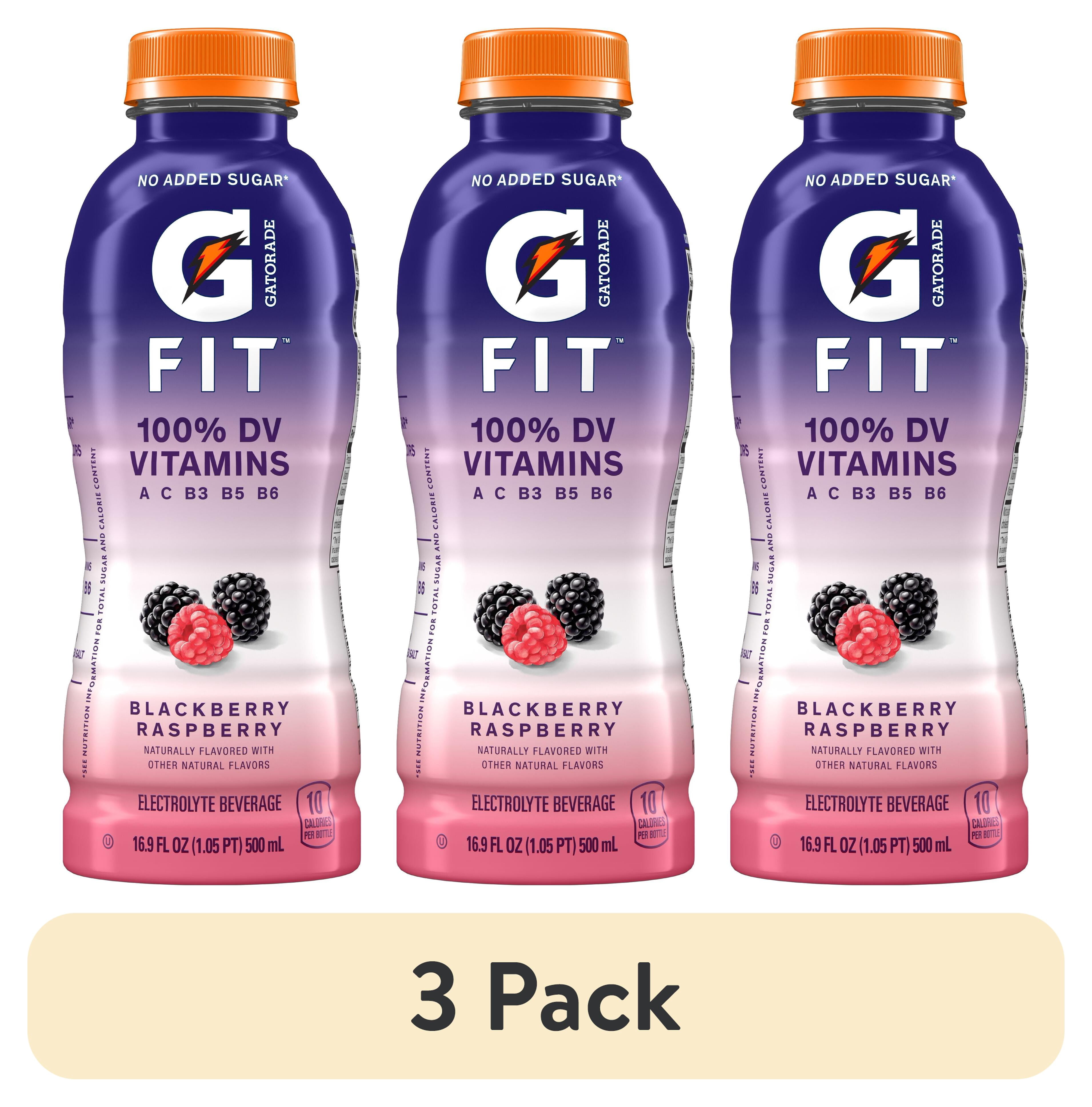 (3 pack) Gatorade Fit Electrolyte Beverage, Blackberry Raspberry, 16.9 oz Bottle