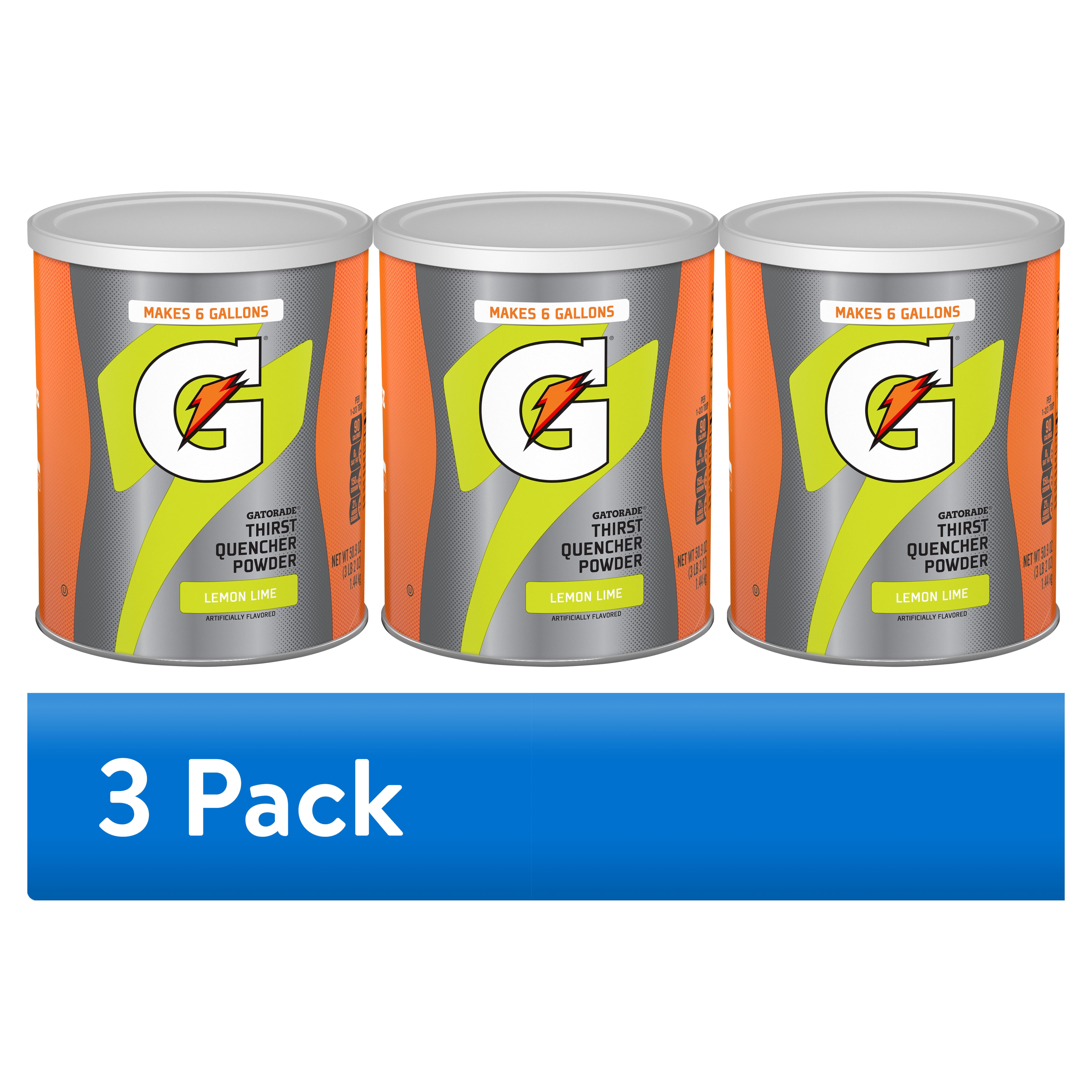 (3 pack) Gatorade Thirst Quencher Lemon Lime, Powdered Energy Drink Mix, 50.9 oz, 1 Count