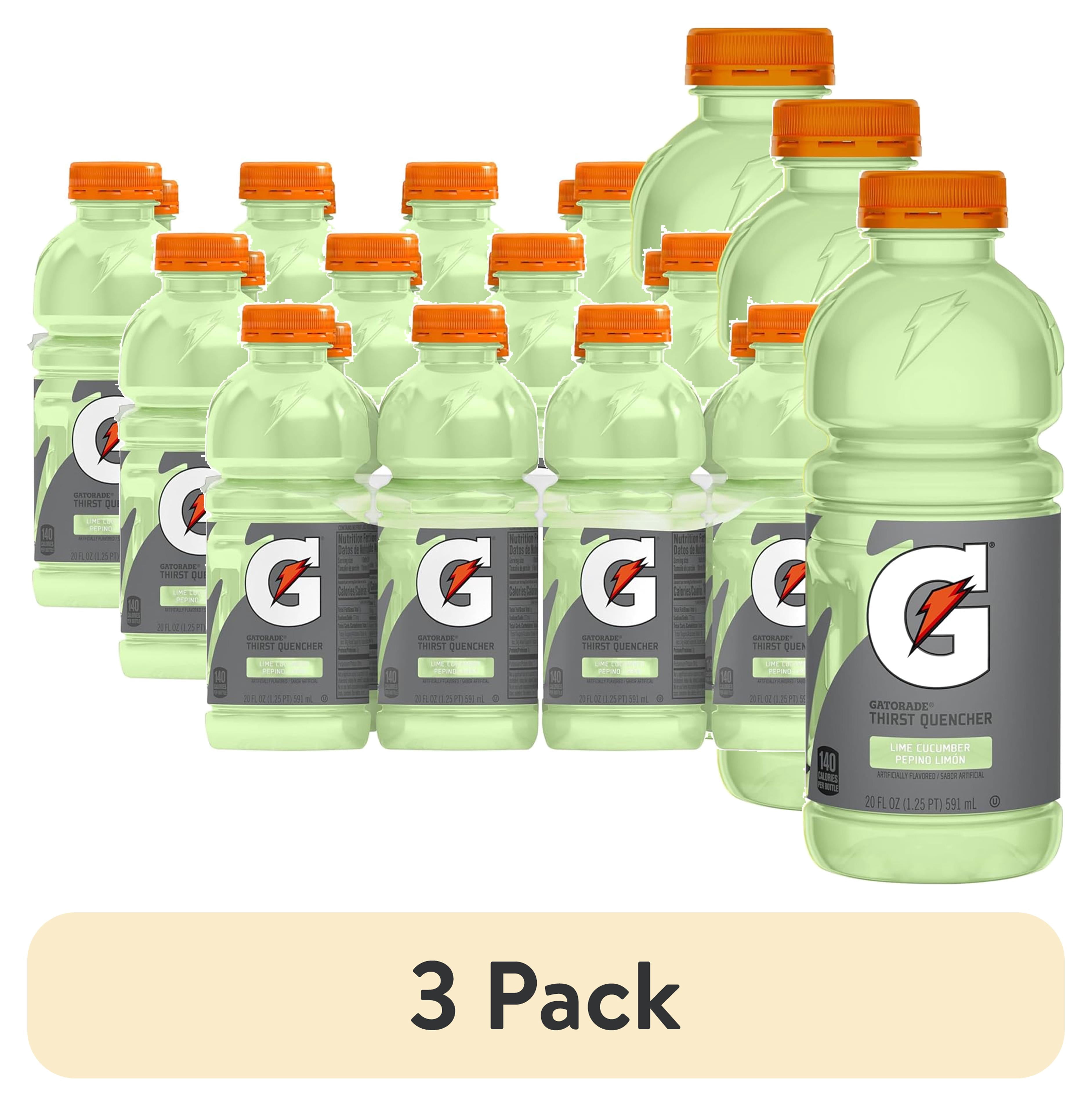 (3 pack) Gatorade Thirst Quencher Electrolyte Sports Drink, Lime Cucumber, 20 fl oz, 8 Count Bottle