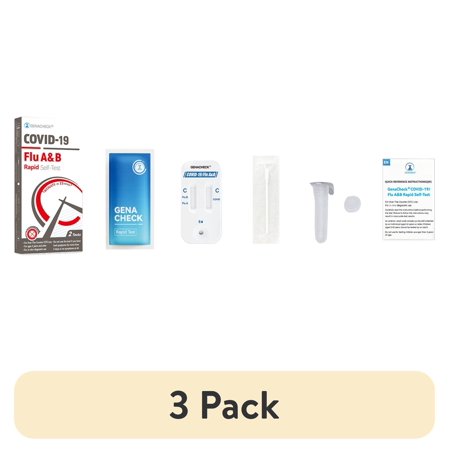 (3 pack) GenaCheck COVID-19 / Flu A+B, At-Home Respiratory Test Kit (2 Tests) | OTC Nasal Swab | Ages 2+ | Easy to Use Self-Test | Fast Results - 1 Kit, 2 Tests per Kit