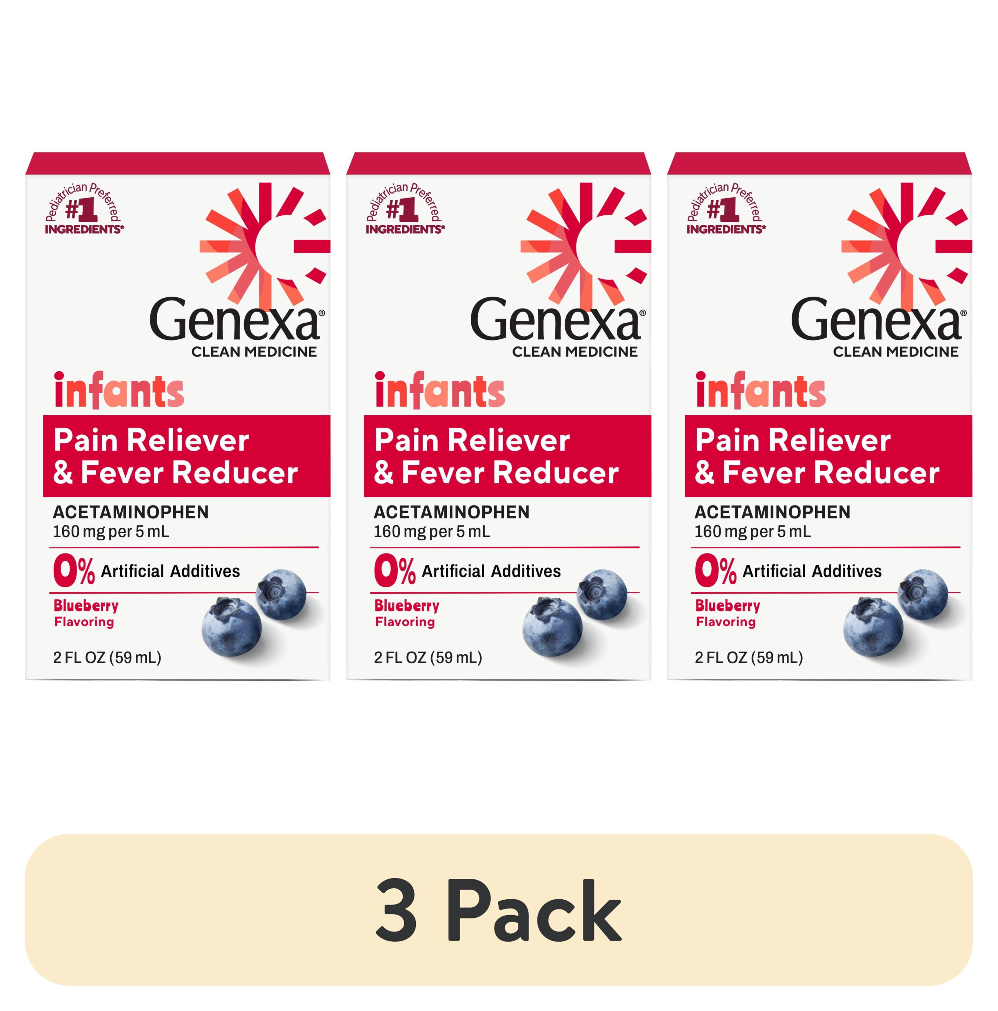 (3 pack) Genexa Infants Pain & Fever Blueberry